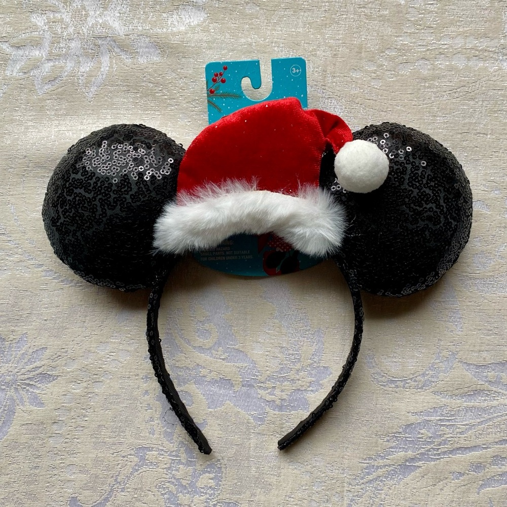 Disney Minnie Mouse Ears Santa Headband New